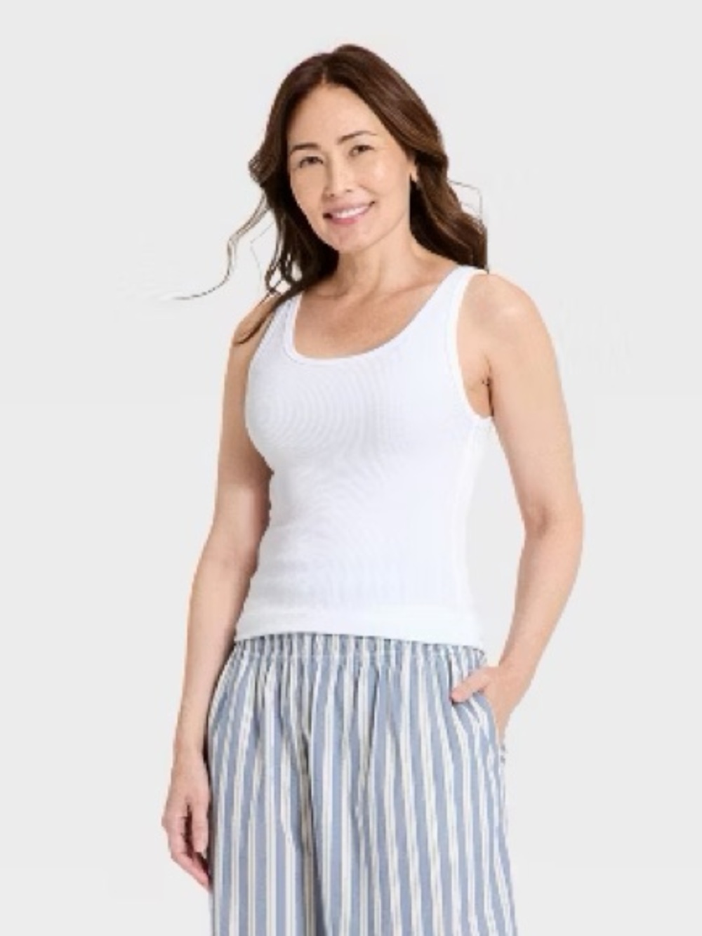 Universal Thread White Ribbed Scoop Neck Tank